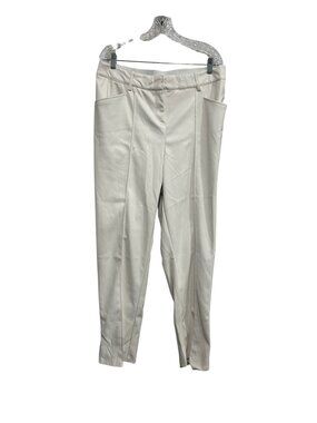 Lane Bryant 16 White Faux Leather Pants Pockets Belt Loops Statement Style Y2K